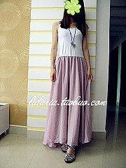 欧美棉质长裙搭配图片